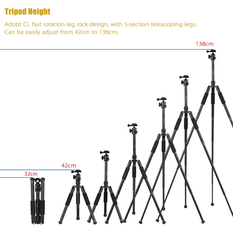 YUNTENG VCT-190 Aluminum Tripod Mount Monopod with Ball Head