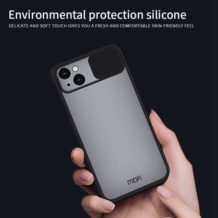 For iPhone 13 MOFI Translucent Frosted PC + TPU Phone Case(Black)
