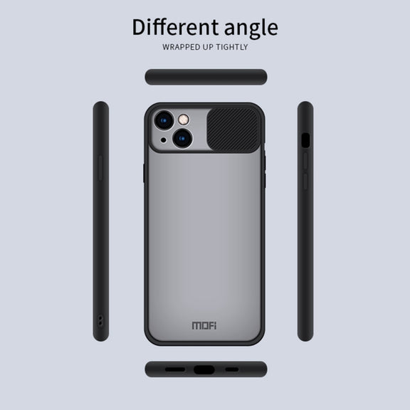 For iPhone 13 MOFI Translucent Frosted PC + TPU Phone Case(Black)