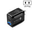 PD25W USB-C / Type-C + QC3.0 USB Dual Ports Fast Charger, US Plug(Black) - USB Charger by PMC TechLife | Online Shopping South Africa | PMC TechLife | Buy Now Pay Later Mobicred