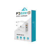 PD25W USB-C / Type-C + QC3.0 USB Dual Ports Fast Charger, EU Plug(Black)