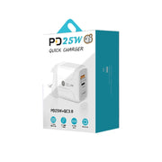 PD25W USB-C / Type-C + QC3.0 USB Dual Ports Fast Charger, UK Plug(Black)