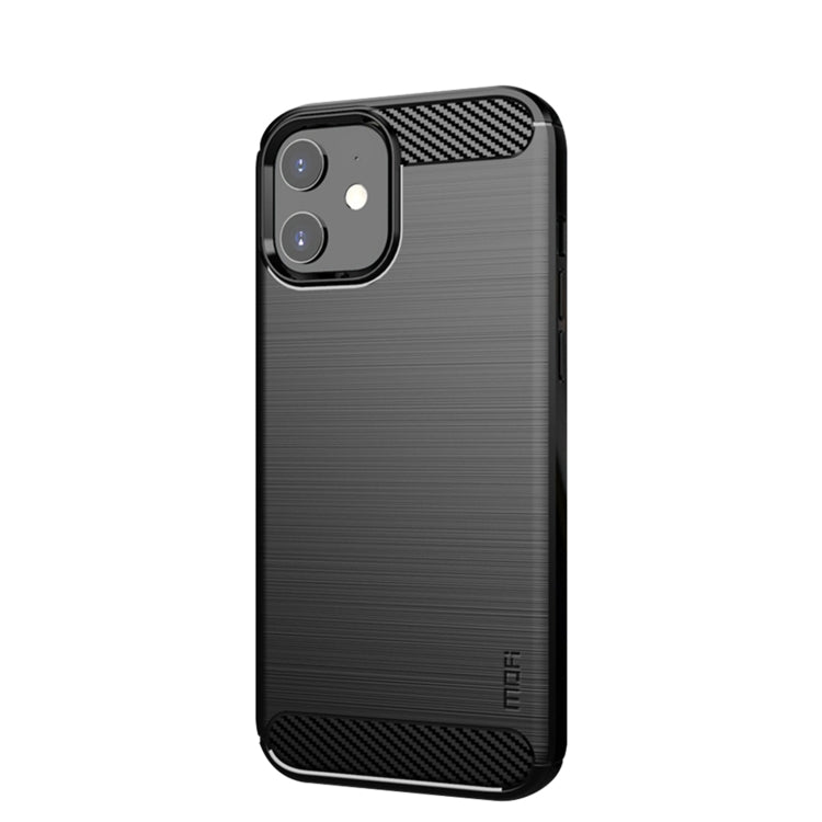 For iPhone 12 mini MOF Gentleness Series Brushed Texture Carbon Fiber Soft TPU Case (Black)