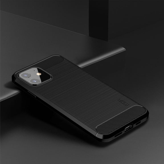 For iPhone 12 mini MOF Gentleness Series Brushed Texture Carbon Fiber Soft TPU Case (Black)