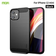 For iPhone 12 mini MOF Gentleness Series Brushed Texture Carbon Fiber Soft TPU Case (Black)
