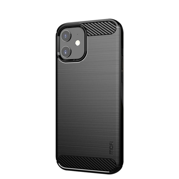 For iPhone 12 mini MOF Gentleness Series Brushed Texture Carbon Fiber Soft TPU Case (Black)
