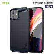 For iPhone 12 mini MOF Gentleness Series Brushed Texture Carbon Fiber Soft TPU Case (Blue)
