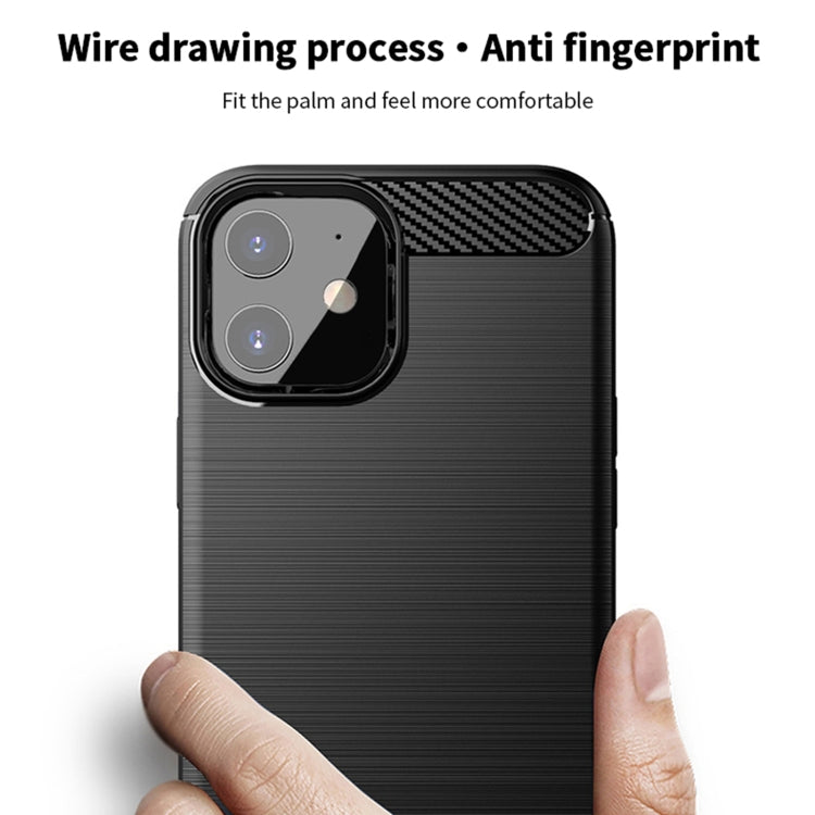 For iPhone 12 mini MOF Gentleness Series Brushed Texture Carbon Fiber Soft TPU Case (Blue)