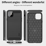 For iPhone 12 mini MOF Gentleness Series Brushed Texture Carbon Fiber Soft TPU Case (Blue)