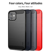 For iPhone 12 mini MOF Gentleness Series Brushed Texture Carbon Fiber Soft TPU Case (Blue)