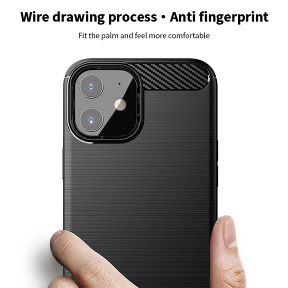For iPhone 12 mini MOF Gentleness Series Brushed Texture Carbon Fiber Soft TPU Case (Red)