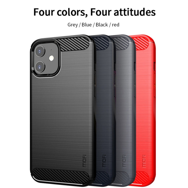 For iPhone 12 mini MOF Gentleness Series Brushed Texture Carbon Fiber Soft TPU Case (Red)