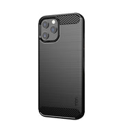 For iPhone 12 / 12 Pro MOF Gentleness Series Brushed Texture Carbon Fiber Soft TPU Case(Black)