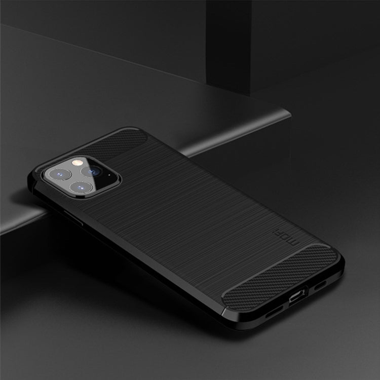 For iPhone 12 Pro Max MOF Gentleness Series Brushed Texture Carbon Fiber Soft TPU Case(Black)