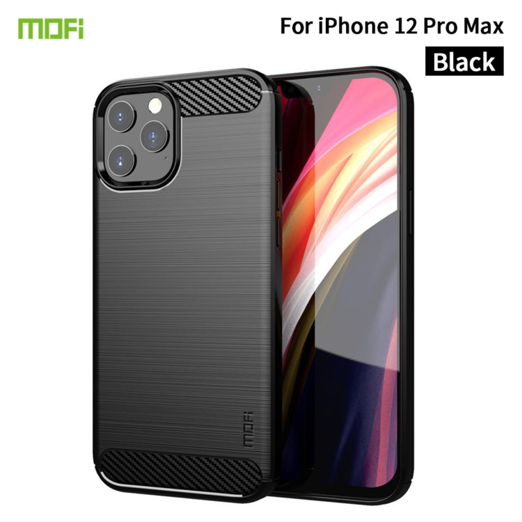 For iPhone 12 Pro Max MOF Gentleness Series Brushed Texture Carbon Fiber Soft TPU Case(Black)