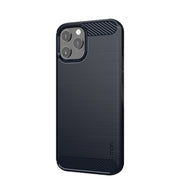 For iPhone 12 Pro Max MOF Gentleness Series Brushed Texture Carbon Fiber Soft TPU Case(Blue)