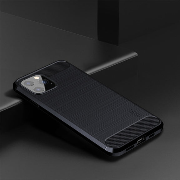 For iPhone 12 Pro Max MOF Gentleness Series Brushed Texture Carbon Fiber Soft TPU Case(Blue)