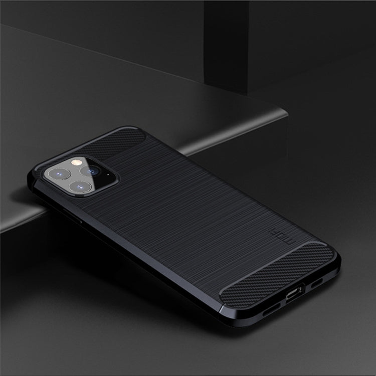 For iPhone 12 Pro Max MOF Gentleness Series Brushed Texture Carbon Fiber Soft TPU Case(Blue)