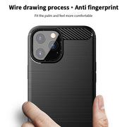 For iPhone 12 Pro Max MOF Gentleness Series Brushed Texture Carbon Fiber Soft TPU Case(Blue)