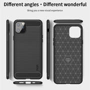 For iPhone 12 Pro Max MOF Gentleness Series Brushed Texture Carbon Fiber Soft TPU Case(Blue)