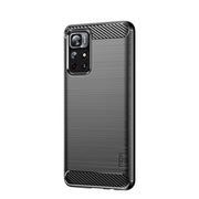 For Xiaomi Redmi Note11 / Poco M4 Pro 5G MOFI Gentleness Series Brushed Texture Carbon Fiber Soft TPU Phone Case(Black)