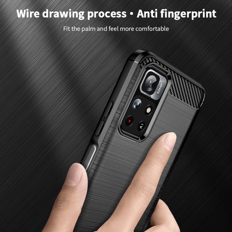 For Xiaomi Redmi Note11 / Poco M4 Pro 5G MOFI Gentleness Series Brushed Texture Carbon Fiber Soft TPU Phone Case(Blue)