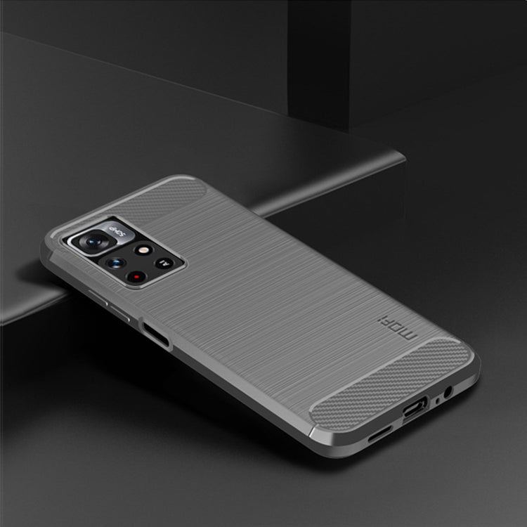 For Xiaomi Redmi Note11 / Poco M4 Pro 5G MOFI Gentleness Series Brushed Texture Carbon Fiber Soft TPU Phone Case(Gray)