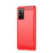For Xiaomi Redmi Note11 / Poco M4 Pro 5G MOFI Gentleness Series Brushed Texture Carbon Fiber Soft TPU Phone Case(Red)