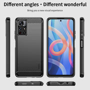 For Xiaomi Redmi Note11 / Poco M4 Pro 5G MOFI Gentleness Series Brushed Texture Carbon Fiber Soft TPU Phone Case(Red)