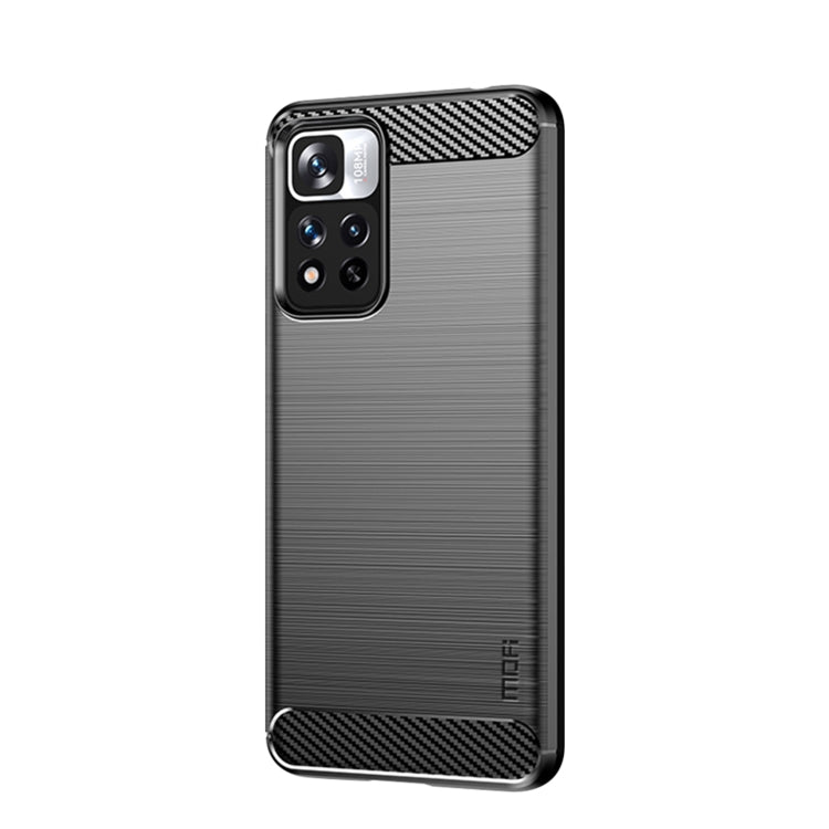 For Xiaomi Redmi Note11 Pro / Note 11 Pro+ MOFI Gentleness Series Brushed Texture Carbon Fiber Soft TPU Phone Case(Black)