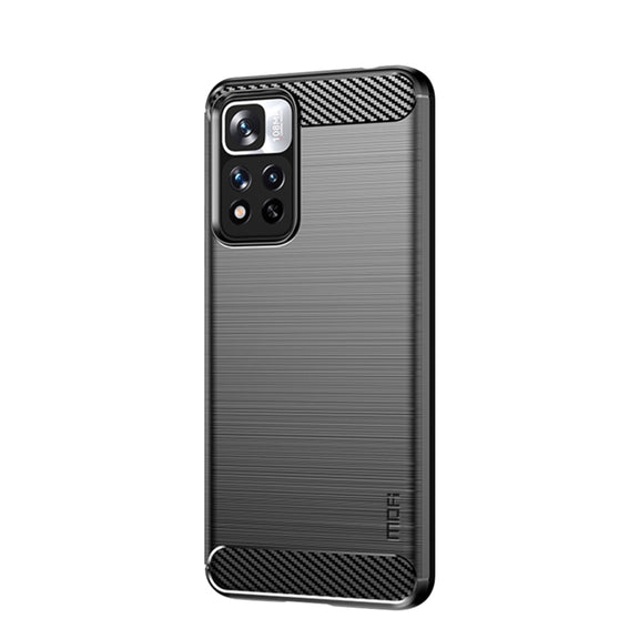 For Xiaomi Redmi Note11 Pro / Note 11 Pro+ MOFI Gentleness Series Brushed Texture Carbon Fiber Soft TPU Phone Case(Black)