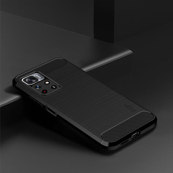 For Xiaomi Redmi Note11 Pro / Note 11 Pro+ MOFI Gentleness Series Brushed Texture Carbon Fiber Soft TPU Phone Case(Black)