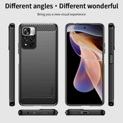 For Xiaomi Redmi Note11 Pro / Note 11 Pro+ MOFI Gentleness Series Brushed Texture Carbon Fiber Soft TPU Phone Case(Blue)