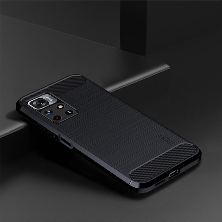 For Xiaomi Redmi Note11 Pro / Note 11 Pro+ MOFI Gentleness Series Brushed Texture Carbon Fiber Soft TPU Phone Case(Blue)