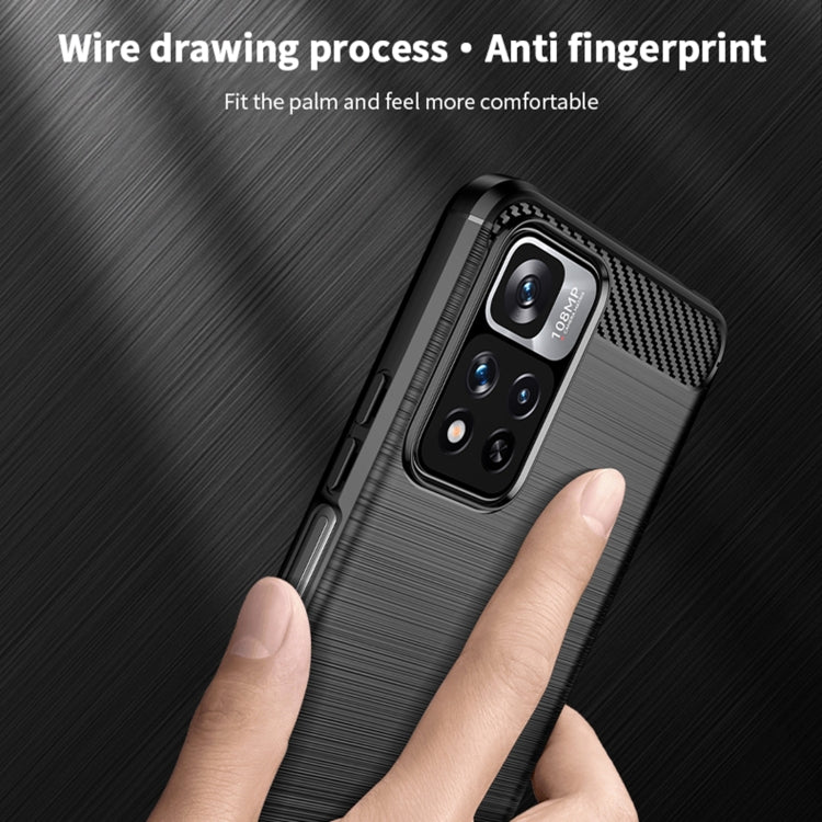 For Xiaomi Redmi Note11 Pro / Note 11 Pro+ MOFI Gentleness Series Brushed Texture Carbon Fiber Soft TPU Phone Case(Blue)