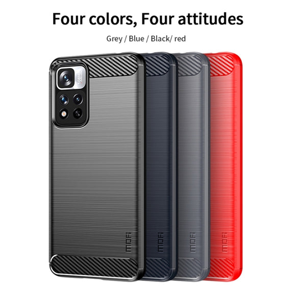 For Xiaomi Redmi Note11 Pro / Note 11 Pro+ MOFI Gentleness Series Brushed Texture Carbon Fiber Soft TPU Phone Case(Red)