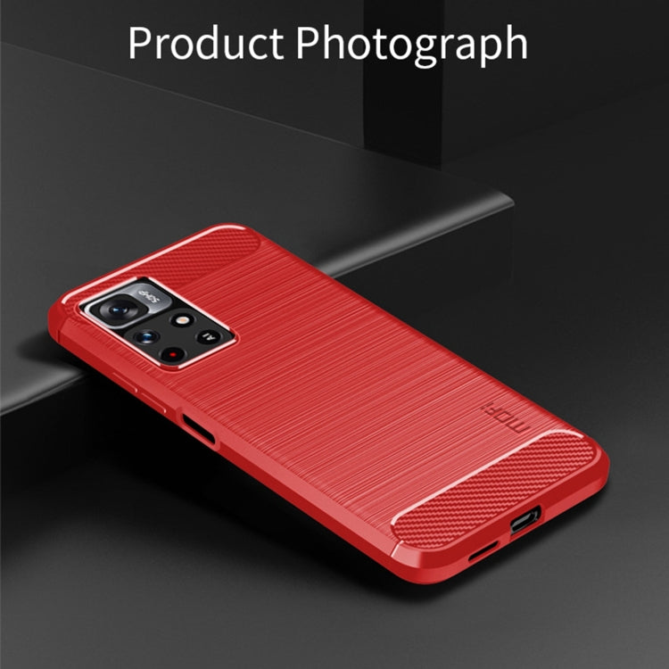 For Xiaomi Redmi Note11 Pro / Note 11 Pro+ MOFI Gentleness Series Brushed Texture Carbon Fiber Soft TPU Phone Case(Red)