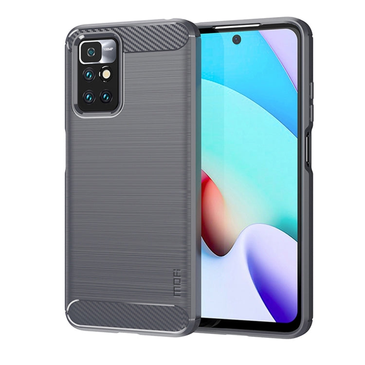 For Xiaomi Redmi 10 / 10 Prime MOFI Gentleness Series Brushed Texture Carbon Fiber Soft TPU Phone Case(Gray)