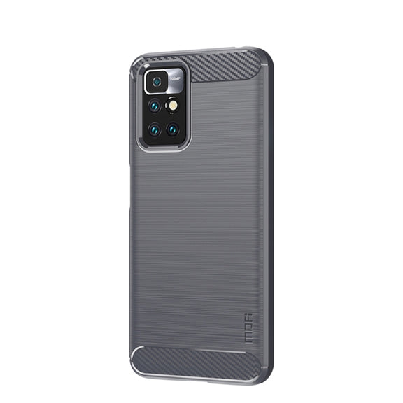 For Xiaomi Redmi 10 / 10 Prime MOFI Gentleness Series Brushed Texture Carbon Fiber Soft TPU Phone Case(Gray)