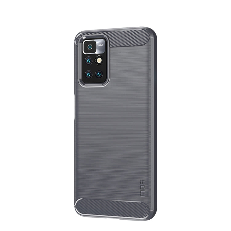 For Xiaomi Redmi 10 / 10 Prime MOFI Gentleness Series Brushed Texture Carbon Fiber Soft TPU Phone Case(Gray)