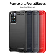 For Xiaomi Redmi 10 / 10 Prime MOFI Gentleness Series Brushed Texture Carbon Fiber Soft TPU Phone Case(Gray)