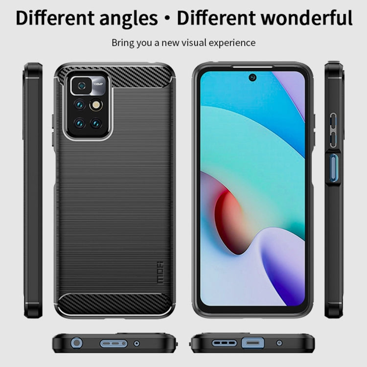 For Xiaomi Redmi 10 / 10 Prime MOFI Gentleness Series Brushed Texture Carbon Fiber Soft TPU Phone Case(Gray)