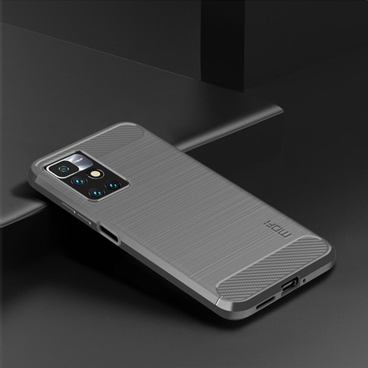 For Xiaomi Redmi 10 / 10 Prime MOFI Gentleness Series Brushed Texture Carbon Fiber Soft TPU Phone Case(Gray)