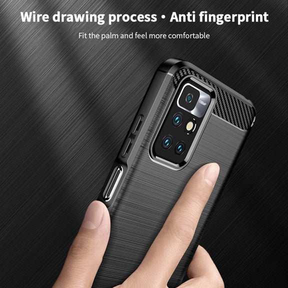 For Xiaomi Redmi 10 / 10 Prime MOFI Gentleness Series Brushed Texture Carbon Fiber Soft TPU Phone Case(Gray)