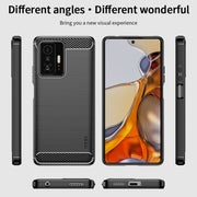 For Xiaomi Mi 11T / 11T Pro MOFI Gentleness Series Brushed Texture Carbon Fiber Soft TPU Phone Case(Black)