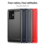 For Xiaomi Mi 11T / 11T Pro MOFI Gentleness Series Brushed Texture Carbon Fiber Soft TPU Phone Case(Blue)