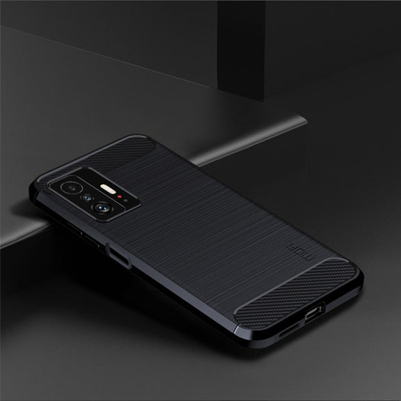 For Xiaomi Mi 11T / 11T Pro MOFI Gentleness Series Brushed Texture Carbon Fiber Soft TPU Phone Case(Blue)