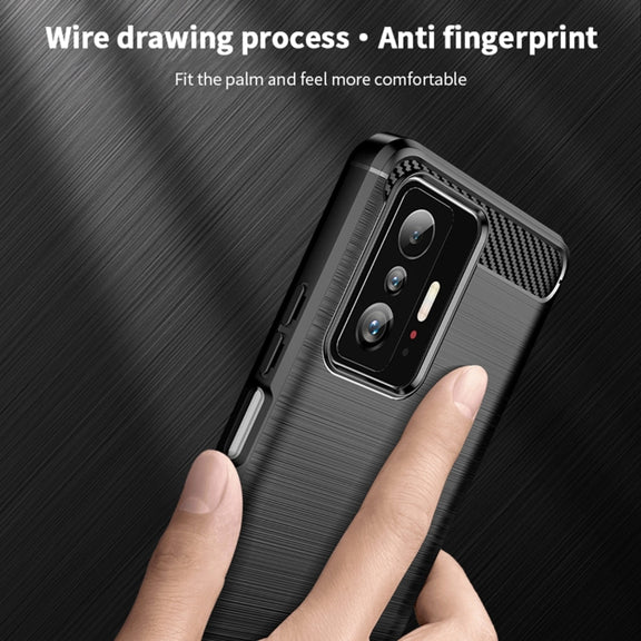 For Xiaomi Mi 11T / 11T Pro MOFI Gentleness Series Brushed Texture Carbon Fiber Soft TPU Phone Case(Blue)