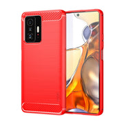 For Xiaomi Mi 11T / 11T Pro MOFI Gentleness Series Brushed Texture Carbon Fiber Soft TPU Phone Case(Red)