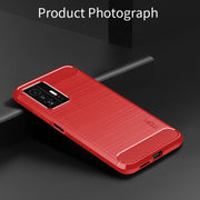 For Xiaomi Mi 11T / 11T Pro MOFI Gentleness Series Brushed Texture Carbon Fiber Soft TPU Phone Case(Red)